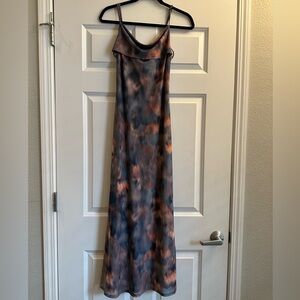 Chic Tie-Dye Maxi Dress in Blue and Orange